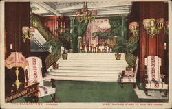 The Blackstone, Lobby SHowing Stairs to Main Restaurant Chicago, IL Postcard Postcard Postcard