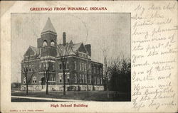 High School Building Winamac, IN Postcard Postcard Postcard