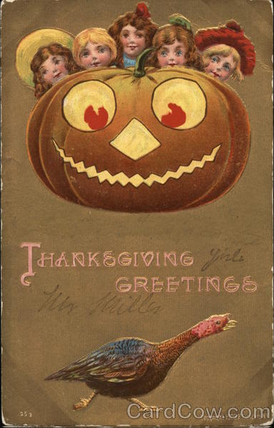 Thanksgiving Greetings Jack-O-Lantern Children