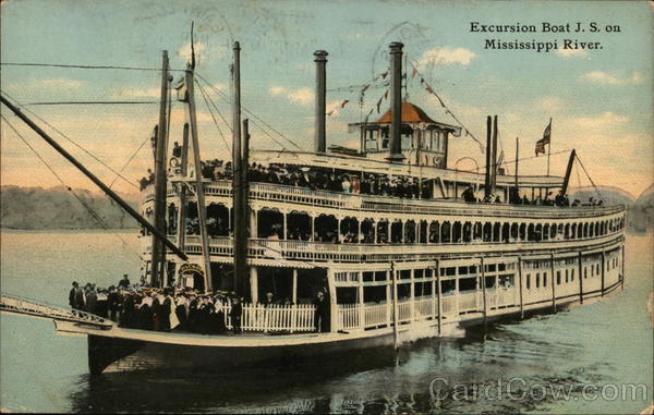Excursion Boat J S on Mississippi River Riverboats