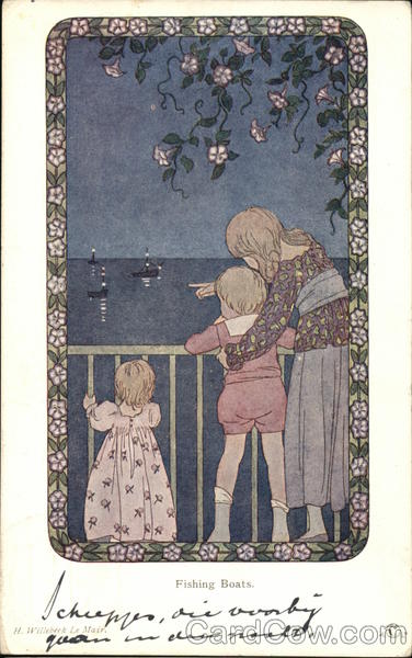 Children Looking at Fishing Boats H. Willebeek Le Mair