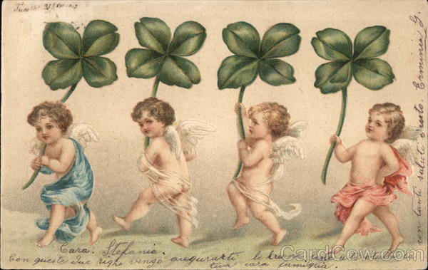 For Angels Holding Shamrocks St. Patrick's Day