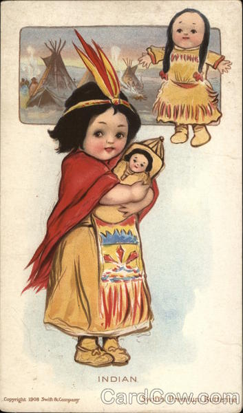 Little Indian Girl With Doll Native Americana