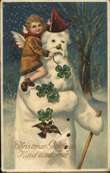 Christmas Greetings Kind and True Snowmen Postcard Postcard Postcard