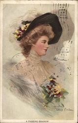 Portrait of Woman With Pansies Women Postcard Postcard Postcard