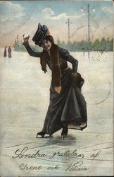 Woman throwing snowball Postcard