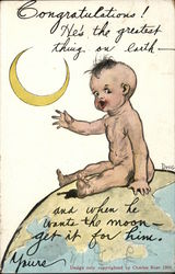 Baby sitting on top of earth Postcard