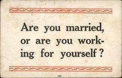 Are You Married, Or Are You Working For Yourself? Comic, Funny Postcard Postcard Postcard