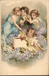 Children In Field of Violets Postcard Postcard Postcard
