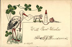 With Best Wishes Storks Postcard Postcard Postcard