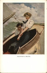 Skipper and Mate Sailboats Postcard Postcard Postcard