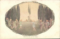 Over the Hills and Far Away - Children Gathered Around a Flute Player Songs & Lyrics Postcard Postcard
