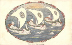 I Saw Three Ships A Sailing Postcard
