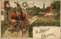 A Happy Easter With Bunnies Postcard Postcard Postcard