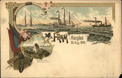 "Fram" I Harstad Norway Steamers Postcard Postcard Postcard