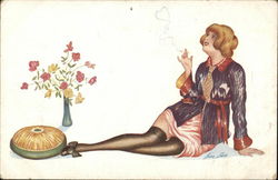 Woman Smoking Cigarette Xavier Sager Postcard Postcard Postcard