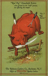"Red Pig" Household Knives Postcard
