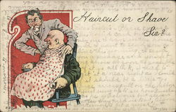 Haircut or Shave Sir Postcard