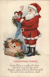 Christmas Cheer - Santa Filling Stocking with Doll and Candy Cane Christmas Cheer - Santa Filling Stocking with Doll and Candy Cane