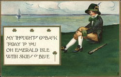 A Leprechaun Sitting Beside the Sea St. Patrick's Day Postcard Postcard Postcard