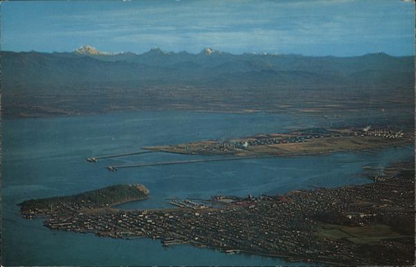 Aerial View of Town Anacortes Washington