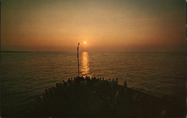 View from Island Steamer - Sunset over the Ocean Woods Hole Massachusetts