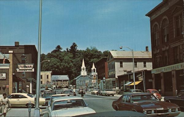 Looking Along Main Street Springfield Vermont
