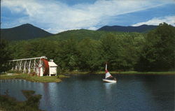 Indian Head Resort - Old Water Wheel and Mt. Liberty Postcard