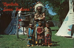 Ogallala Sioux Indians, Chief Isadore Whitecalf and Children Native Americana Postcard Postcard Postcard