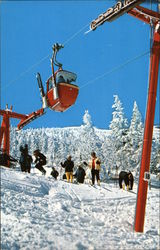 Skiers Preparing for the Descent on Top of Mount Mansfield, Stowe, Vermont Skiing Postcard Postcard Postcard