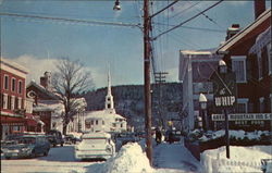 Winter Scene in Center of Town Postcard