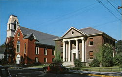 M. E. Church and Library Postcard