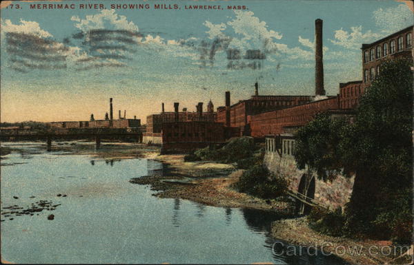 Merrimac River, Showing Mills Lawrence Massachusetts