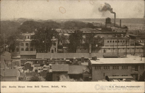 Berlin Shops from Bell Tower Beloit Wisconsin