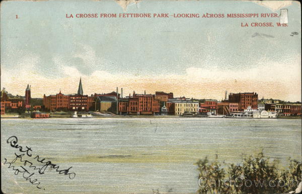 La Crosse from Pettibone Park, Looking Across Mississippi River Wisconsin
