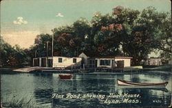 Flax Pond, Showing Boat House Lynn, MA Postcard Postcard Postcard