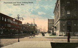 Fourteenth and Tower, Looking South Superior, WI Postcard Postcard Postcard