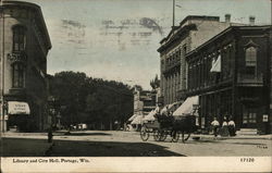 Library and City Hall Portage, WI Postcard Postcard Postcard