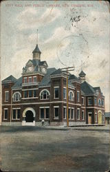 City Hall and Public library Postcard