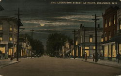 Ludington Street at Night Postcard