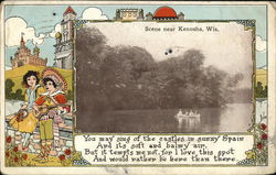 Boating on the River Postcard
