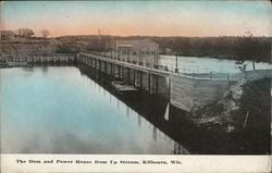 Dam and Power House from Up Stream, Kilbourn Postcard