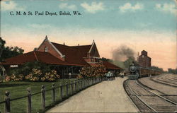 CM & St. Paul Depot Postcard