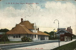 CM & St. Paul Depot Watertown, WI Postcard Postcard Postcard