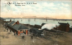 C.R.I. & P. Depot and M.N. & S. Depot Postcard