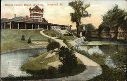 Illinois Central Depot and Park Rockford, IL Postcard Postcard Postcard