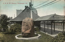 C&NW Station Waukegan, IL Postcard Postcard Postcard