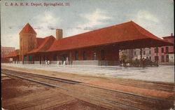 Chicago and Alton Railroad Depot Springfield, IL Postcard Postcard Postcard