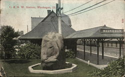 C. & N. W. Station Postcard