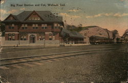 Big Four Station and Cut Wabash, IN Postcard Postcard Postcard